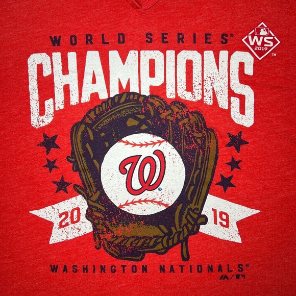 Washington Nationals Shirt Women Medium Red V Neck Short Sleeve Tee MLB Baseball - Picture 2 of 12